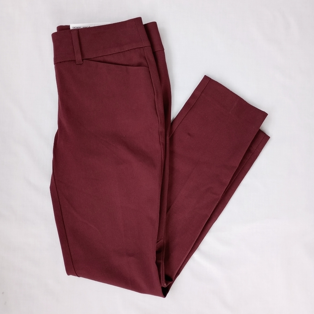 LOFT▪️Skinny Ankle Mid Rise Dress Pant in Burgundy
